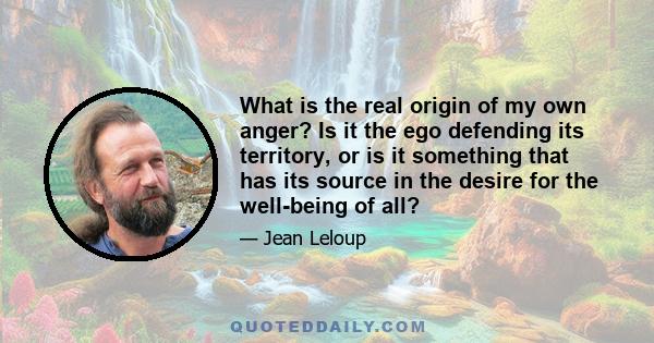 What is the real origin of my own anger? Is it the ego defending its territory, or is it something that has its source in the desire for the well-being of all?