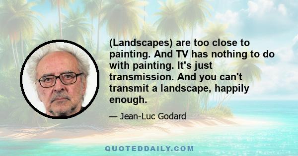 (Landscapes) are too close to painting. And TV has nothing to do with painting. It's just transmission. And you can't transmit a landscape, happily enough.