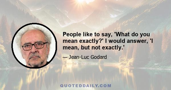 People like to say, 'What do you mean exactly?' I would answer, 'I mean, but not exactly.'