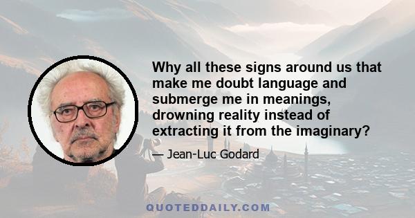 Why all these signs around us that make me doubt language and submerge me in meanings, drowning reality instead of extracting it from the imaginary?