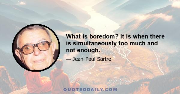 What is boredom? It is when there is simultaneously too much and not enough.