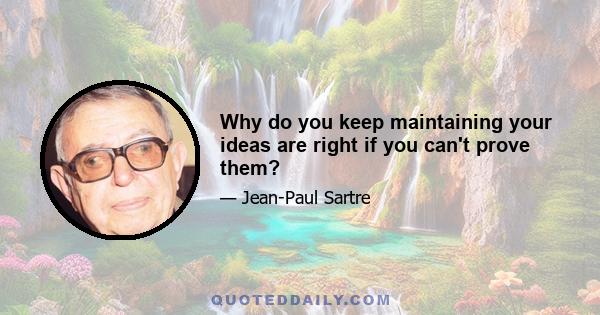 Why do you keep maintaining your ideas are right if you can't prove them?