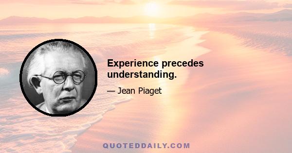 Experience precedes understanding.