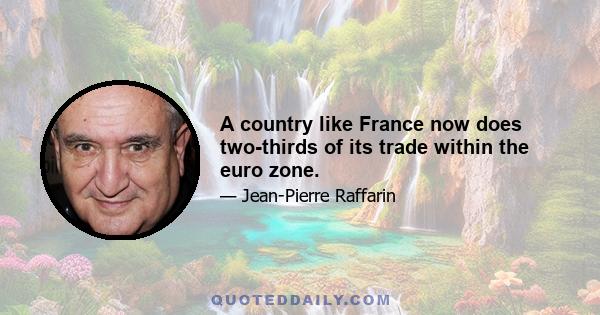 A country like France now does two-thirds of its trade within the euro zone.