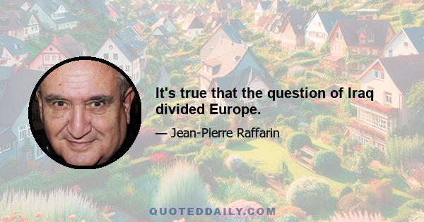 It's true that the question of Iraq divided Europe.