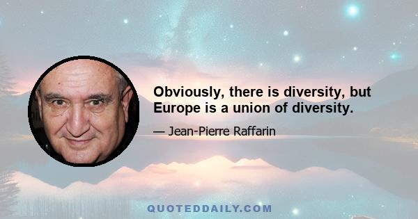 Obviously, there is diversity, but Europe is a union of diversity.