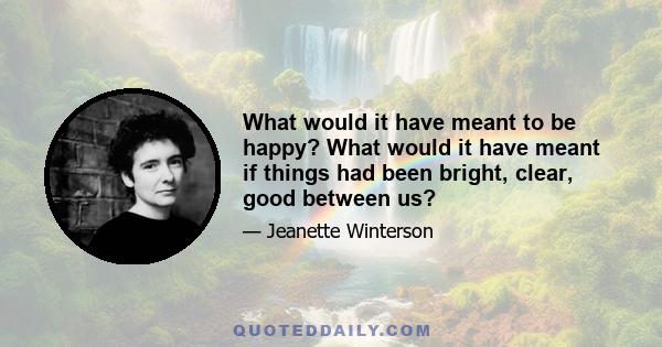 What would it have meant to be happy? What would it have meant if things had been bright, clear, good between us?