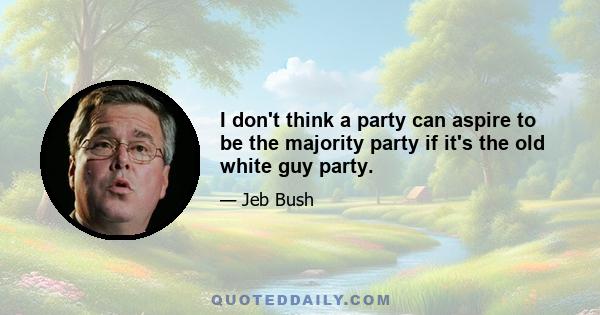 I don't think a party can aspire to be the majority party if it's the old white guy party.