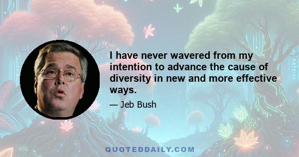 I have never wavered from my intention to advance the cause of diversity in new and more effective ways.