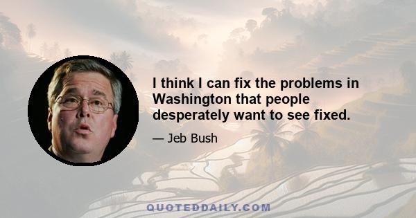 I think I can fix the problems in Washington that people desperately want to see fixed.