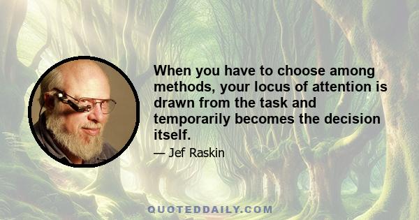 When you have to choose among methods, your locus of attention is drawn from the task and temporarily becomes the decision itself.