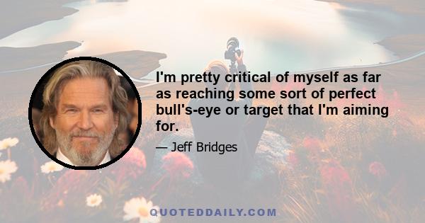 I'm pretty critical of myself as far as reaching some sort of perfect bull's-eye or target that I'm aiming for.