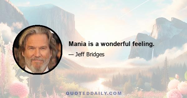 Mania is a wonderful feeling.