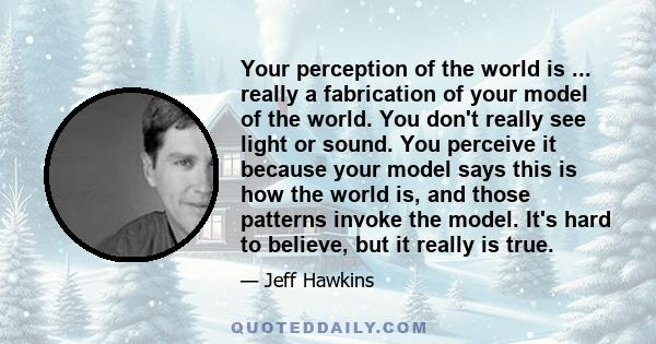 Your perception of the world is ... really a fabrication of your model of the world. You don't really see light or sound. You perceive it because your model says this is how the world is, and those patterns invoke the