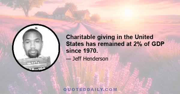 Charitable giving in the United States has remained at 2% of GDP since 1970.