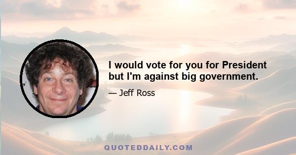 I would vote for you for President but I'm against big government.