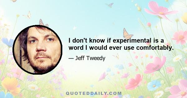 I don't know if experimental is a word I would ever use comfortably.