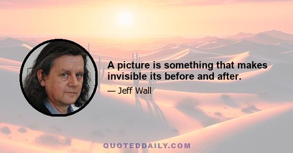 A picture is something that makes invisible its before and after.