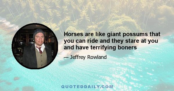 Horses are like giant possums that you can ride and they stare at you and have terrifying boners