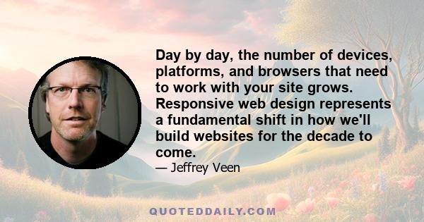 Day by day, the number of devices, platforms, and browsers that need to work with your site grows. Responsive web design represents a fundamental shift in how we'll build websites for the decade to come.