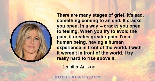 There are many stages of grief. It's sad, something coming to an end. It cracks you open, in a way -- cracks you open to feeling. When you try to avoid the pain, it creates greater pain. I'm a human being, having a