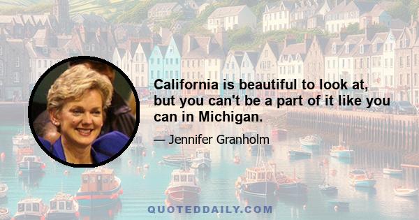 California is beautiful to look at, but you can't be a part of it like you can in Michigan.