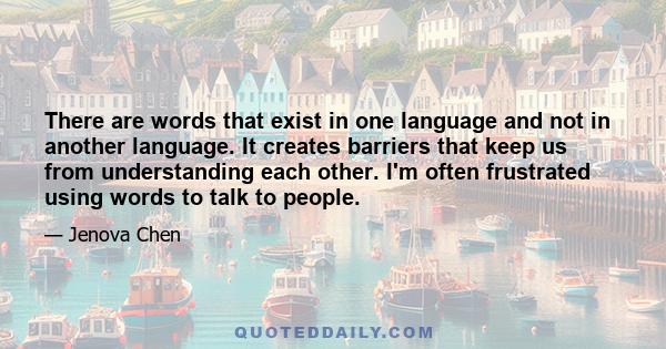 There are words that exist in one language and not in another language. It creates barriers that keep us from understanding each other. I'm often frustrated using words to talk to people.