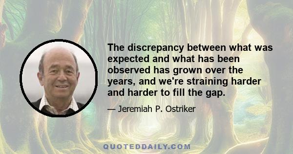 The discrepancy between what was expected and what has been observed has grown over the years, and we're straining harder and harder to fill the gap.