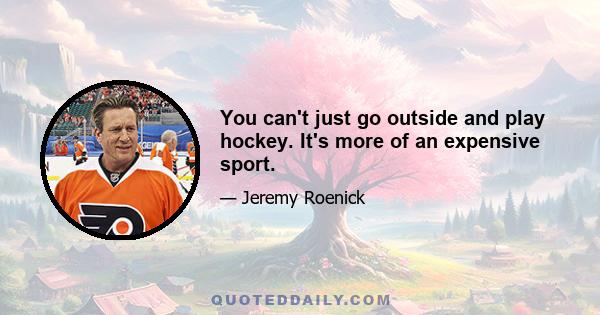 You can't just go outside and play hockey. It's more of an expensive sport.