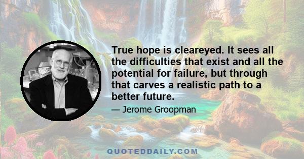 True hope is cleareyed. It sees all the difficulties that exist and all the potential for failure, but through that carves a realistic path to a better future.