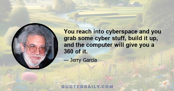 You reach into cyberspace and you grab some cyber stuff, build it up, and the computer will give you a 360 of it.