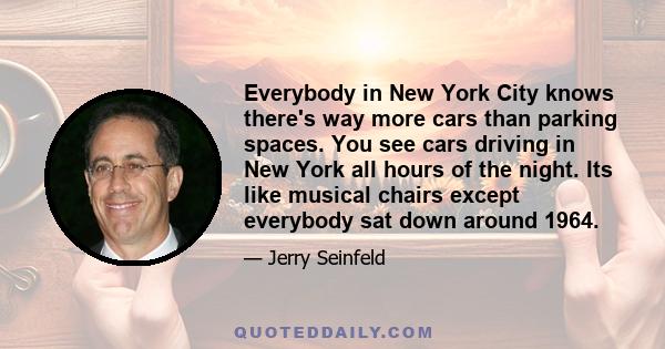 Everybody in New York City knows there's way more cars than parking spaces. You see cars driving in New York all hours of the night. Its like musical chairs except everybody sat down around 1964.