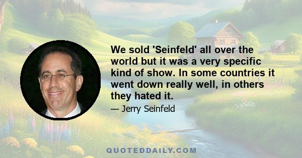 We sold 'Seinfeld' all over the world but it was a very specific kind of show. In some countries it went down really well, in others they hated it.