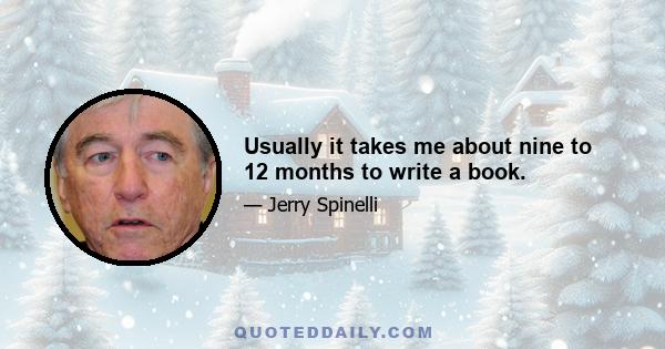 Usually it takes me about nine to 12 months to write a book.