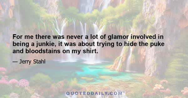 For me there was never a lot of glamor involved in being a junkie, it was about trying to hide the puke and bloodstains on my shirt.