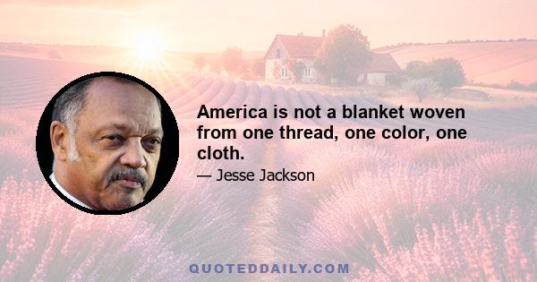 America is not a blanket woven from one thread, one color, one cloth.