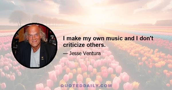 I make my own music and I don't criticize others.