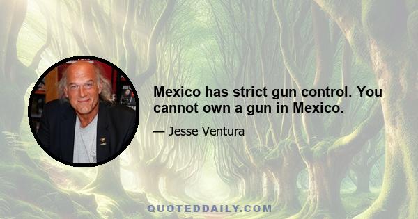 Mexico has strict gun control. You cannot own a gun in Mexico.