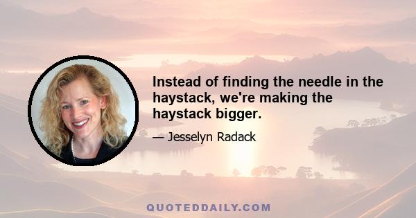 Instead of finding the needle in the haystack, we're making the haystack bigger.