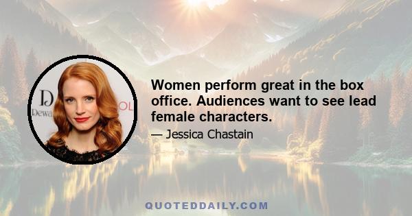 Women perform great in the box office. Audiences want to see lead female characters.