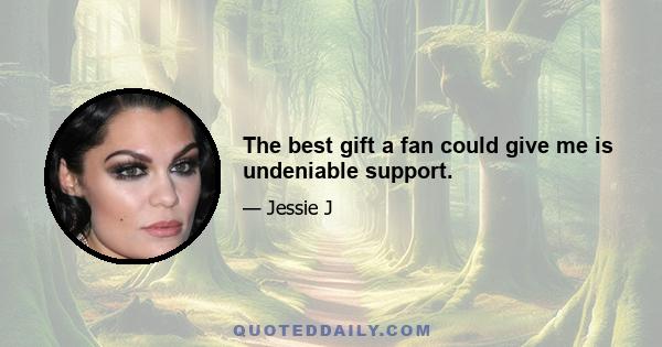 The best gift a fan could give me is undeniable support.