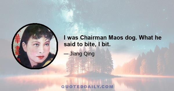 I was Chairman Maos dog. What he said to bite, I bit.