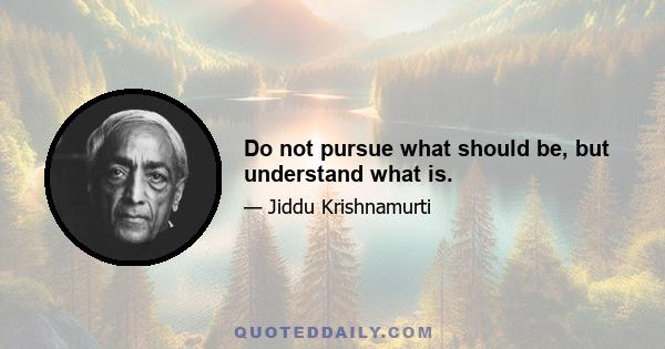 Do not pursue what should be, but understand what is.