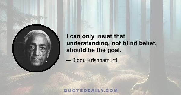 I can only insist that understanding, not blind belief, should be the goal.