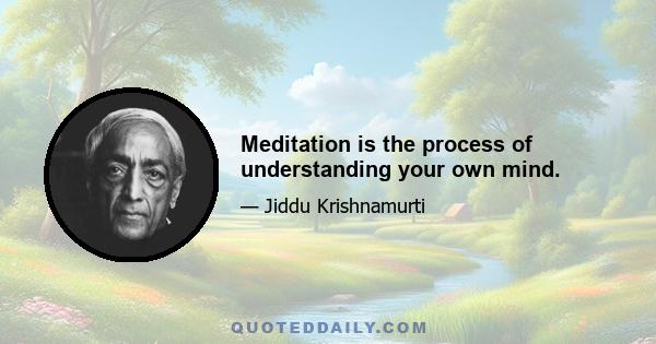 Meditation is the process of understanding your own mind.