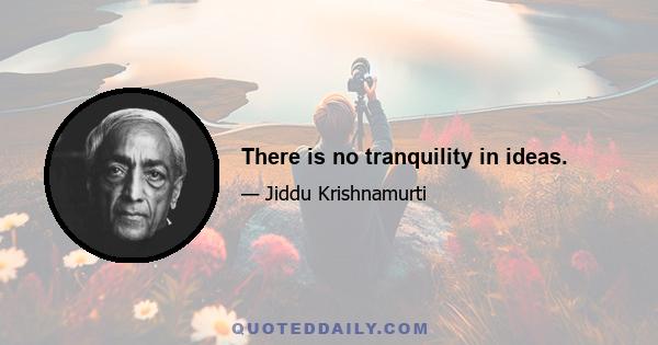 There is no tranquility in ideas.