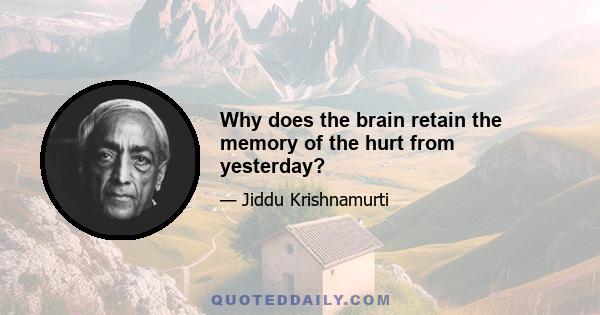 Why does the brain retain the memory of the hurt from yesterday?