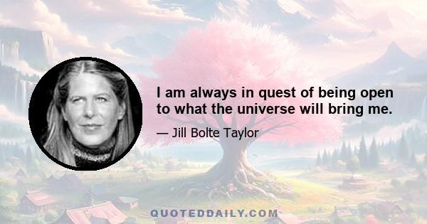 I am always in quest of being open to what the universe will bring me.