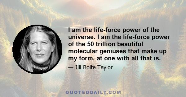 I am the life-force power of the universe. I am the life-force power of the 50 trillion beautiful molecular geniuses that make up my form, at one with all that is.