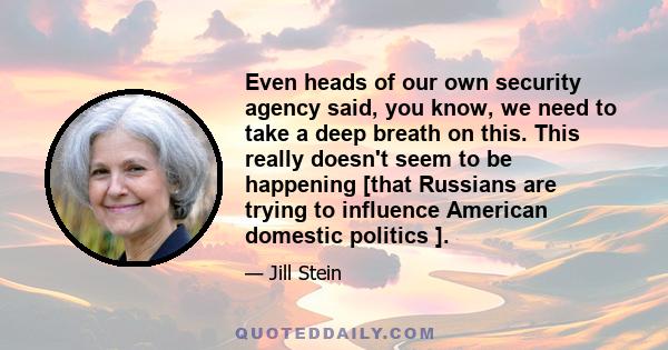 Even heads of our own security agency said, you know, we need to take a deep breath on this. This really doesn't seem to be happening [that Russians are trying to influence American domestic politics ].